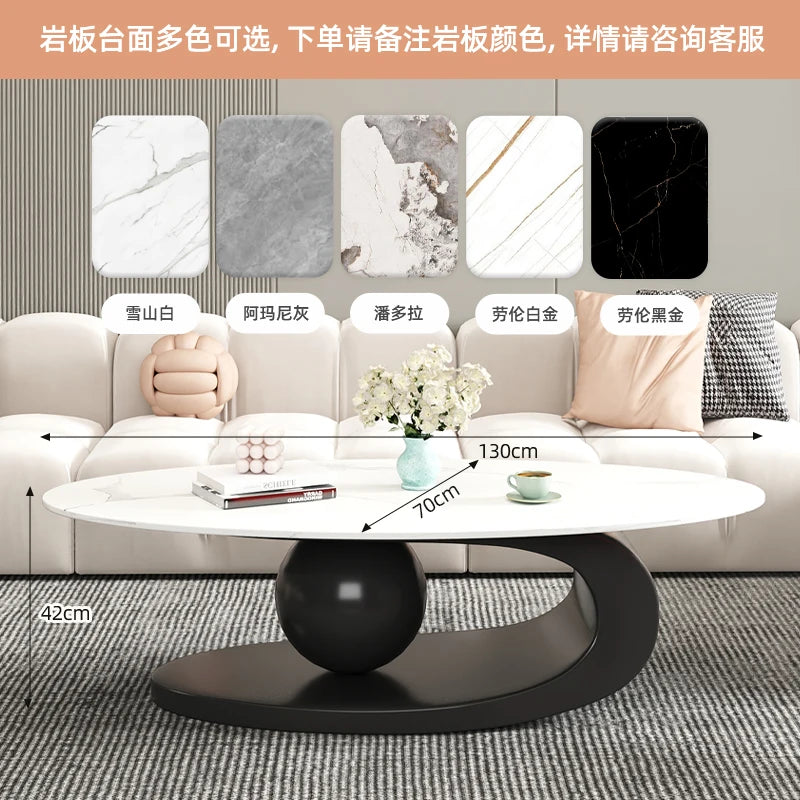 Aesthetic Oval Clear Coffee Tables Modern Design Metal Hotel White Nordic Coffee Table Living Room Low Mesa Furniture For Home