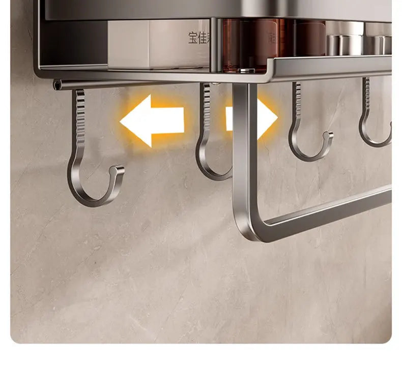 Suction Cup Bathroom Rack Bathroom Shelf Toilet Space Aluminum No Drill Hanging Rack Bathroom Organizer Hang On the Wall