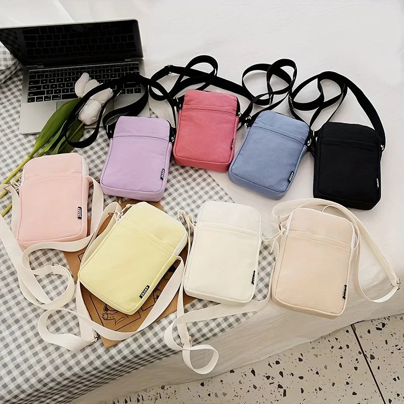 New Fashion Simple Casual Shoulder Messenger Bag, Women's Portable Mobile Phone Bag, Vertical Coin Key Bank Card Shoulder Bag