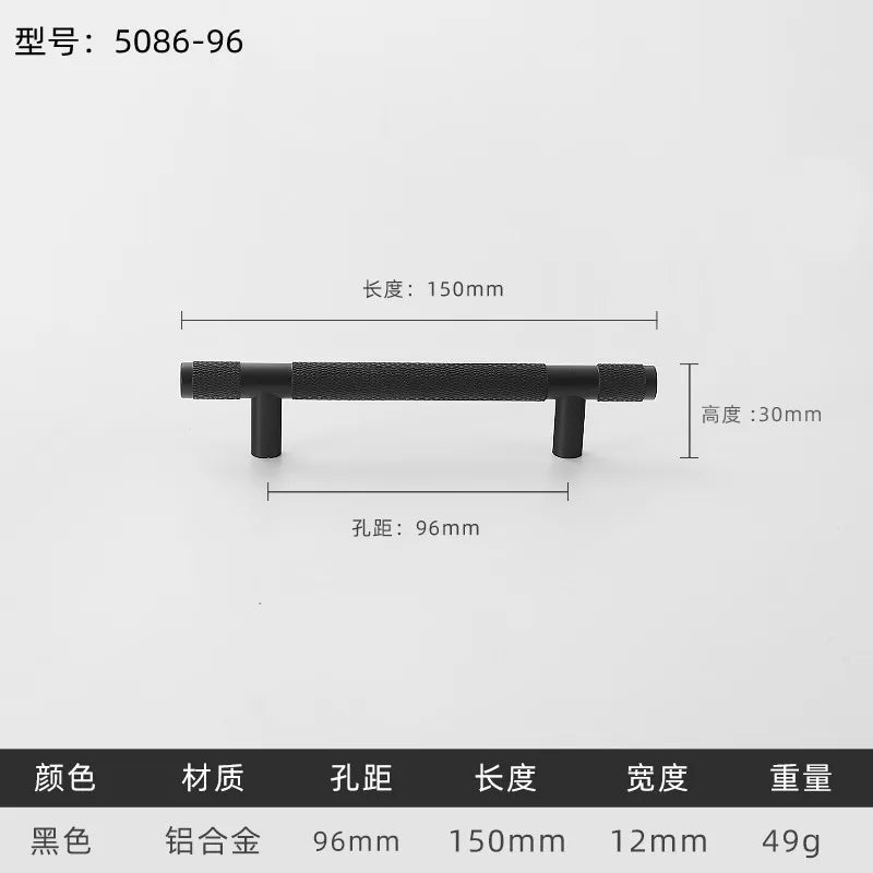 Black Gold Knurled Kitchen Cupboard Cabinet Storage Handles Closet T Bar Wardrobe Door Pulls Door Knobs Home Furniture Handles