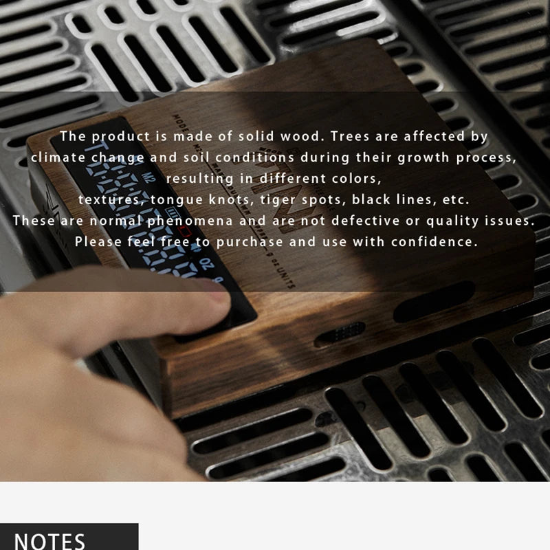 MUVNA Mini Digital Wood scale, Professional Electronic Coffee Scale for Espresso/Hand Drip Coffee 0.1g of high-precision, 2kg