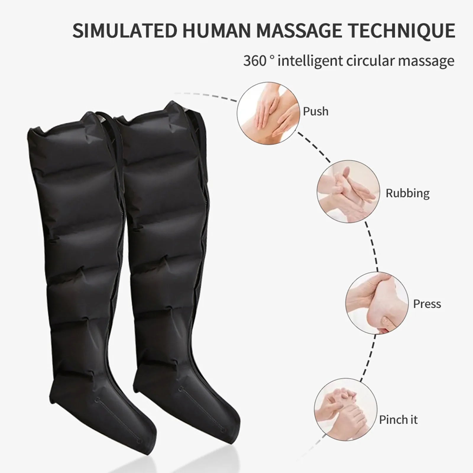 2pcs Professional Air Compression Leg Massager Boots with 6-Airbag Pneumatic, Adjustable Intensity/Speed Modes, Varicose & Muscl