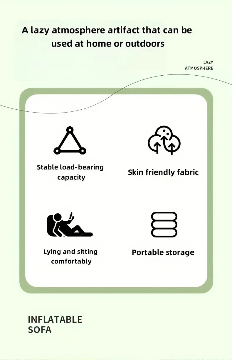 Lazy Couch Sofas Inflatable Chair Foldable Recliner Outdoor Sofa Bed Footstool Portable Folding Air Bed Lunch Lounge Chair Set