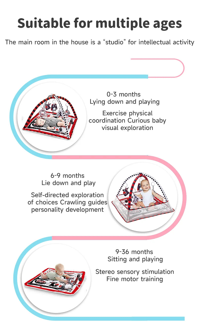 Baby Play Gym Play Mat Tummy Time Activity Game Pad 0-36 Months Newborn Baby Crawling Blanket Baby Fitness Stand Toys Gifts
