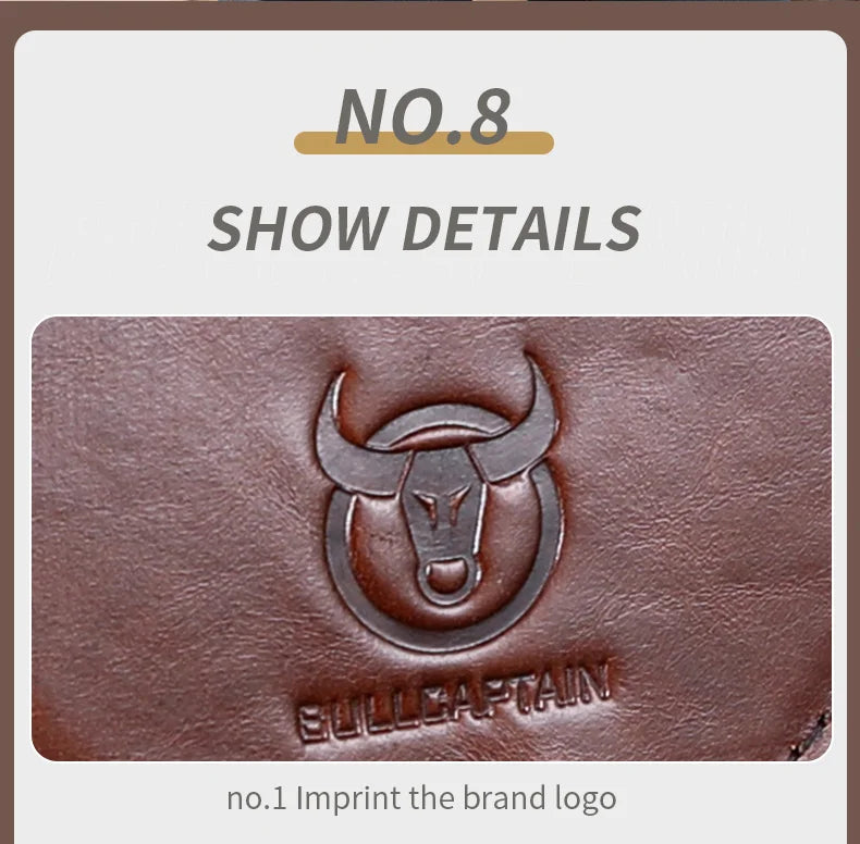 BULLCAPTAIN Men's Genuine Leather Chest Bag Casual Retro 7.9-inch Mobile Phone Bag Multifunctional Anti-Theft Crossbody Bag