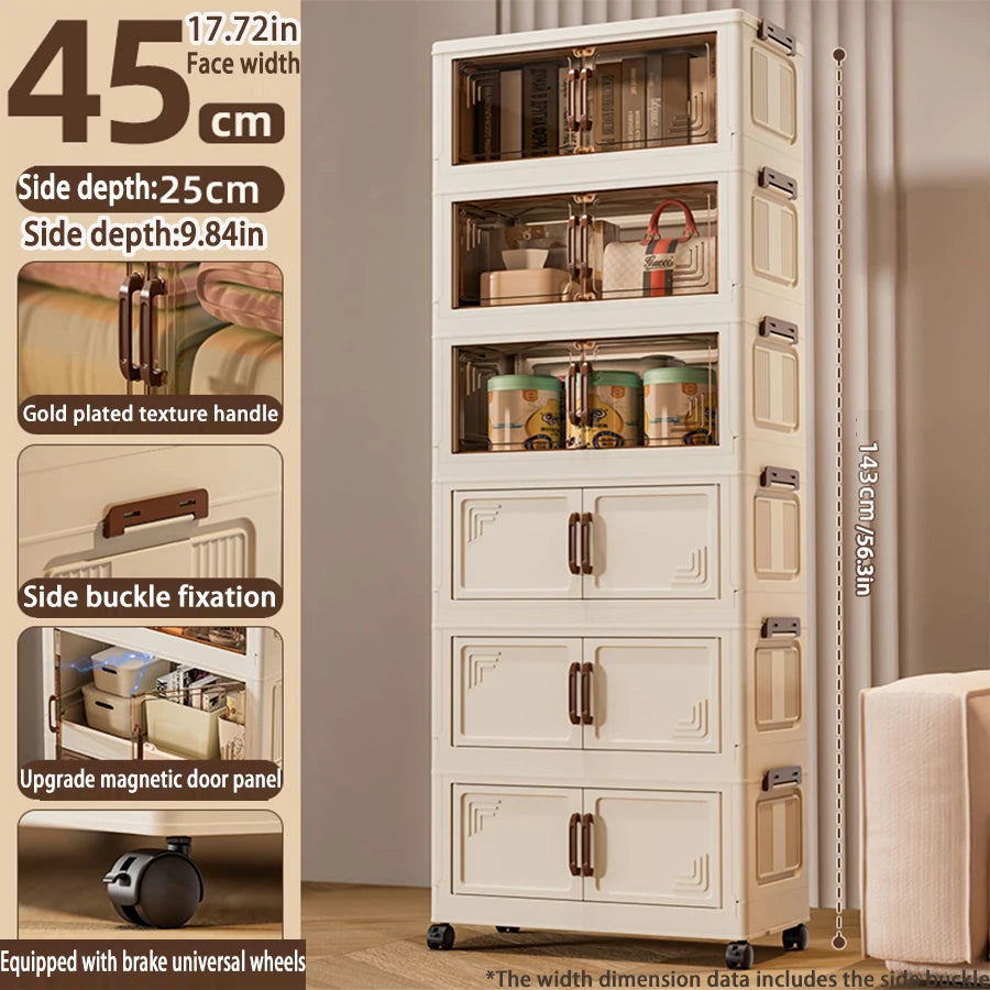 45/55/65cm Length Multifunction Storage Cabinet Large Capacity Foldable Easy-to-Install Storage Box Dustproof Wardrobe
