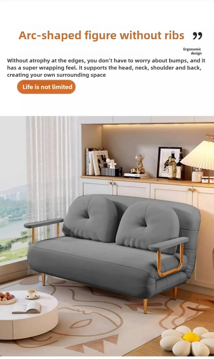 Foldable Balcony Latex Sofa Bed Dual-use Small Unit Double Living Room Light Luxury Cream Style Multifunctional Small Sofa