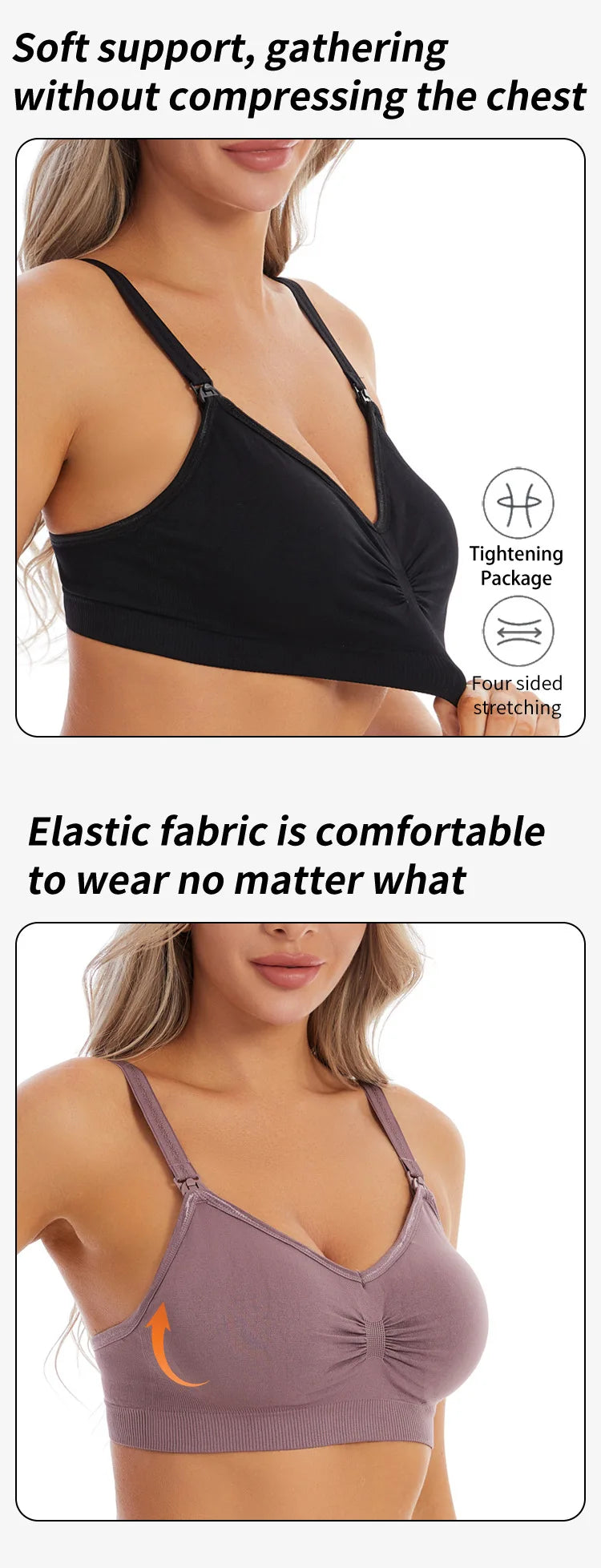 New Wireless Front Open Nursing Bra Soft Lace Breathable Seamless Maternity Breastfeeding Bras Maternal Support For Pregnant