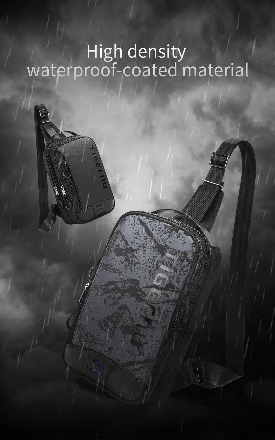 Tigernu Chest Bags For Men Cool Style Men Shoulder Bag 9.7inch IPad Bag Casual Male Crossbody Bag Lightweigt Mini Bags Messenger
