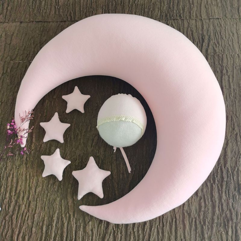 ❤️Newborn Photography Props Accessories Posing Crescent Pillow+Stars+Hat 6Pcs/Set Studio Baby Photo Decoration Moon Fotografia