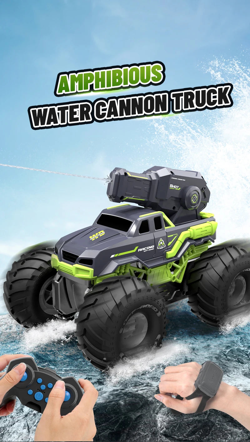 2.4G RC Car Self-absorbing High-pressure Water Gun Remote Control Amphibious Off-road Vehicle Climbing Stunt Car Water Toys Gift