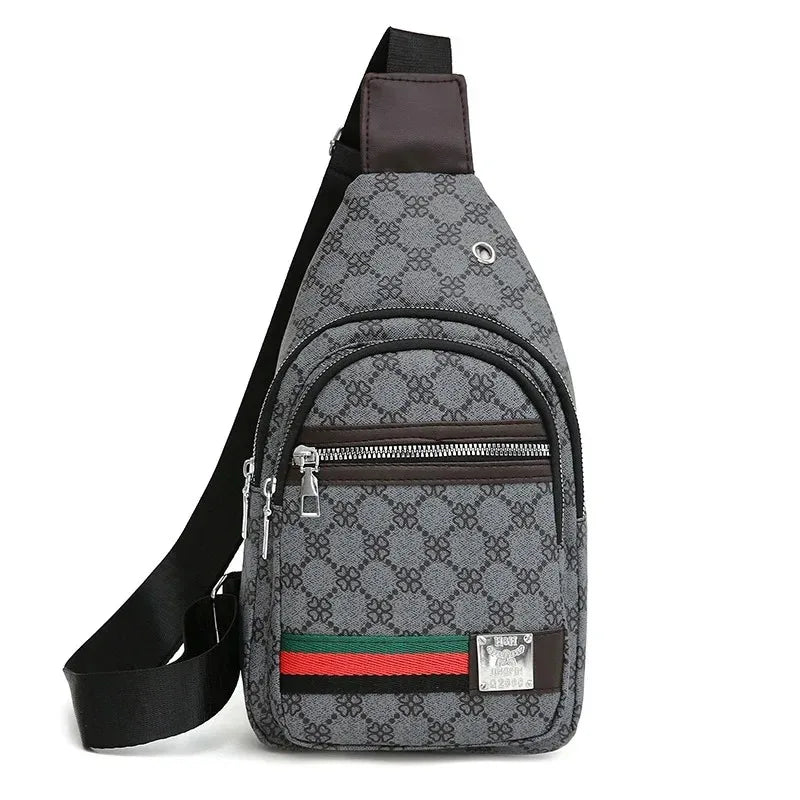 Men's Crossbody Casual Shoulder Cloth Chest Bag Handbag with Earphone Hole Multifunction Messenger Bag