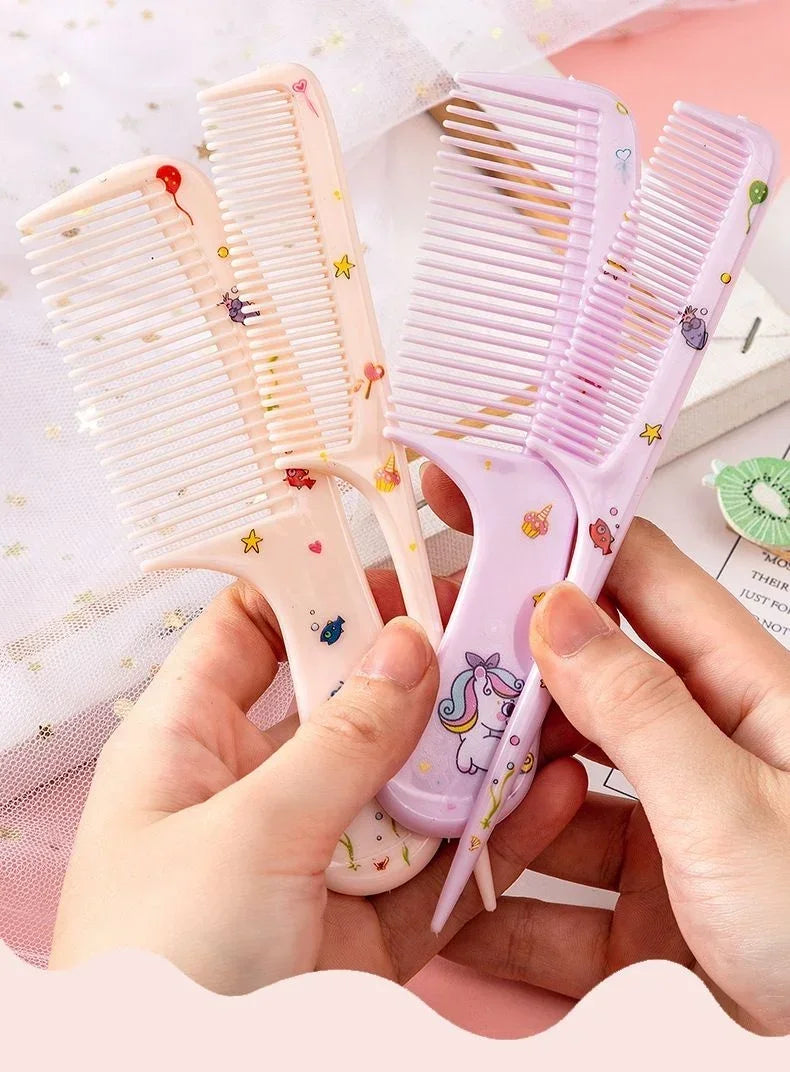Cute Portable Anti-Static Plastic Hairdressing Comb Hairdressing 2Pcs For Girls Hair Comb Cartoon Baby Child Kids Hair Comb Set
