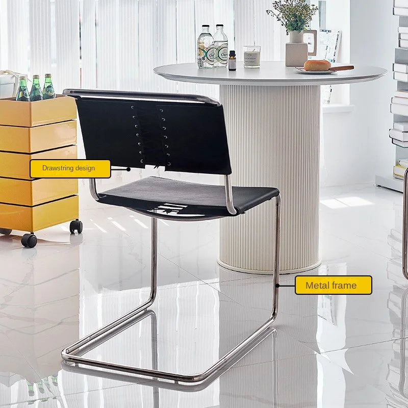 JOYLIVE Nordic Home Living Room Furniture Ins Wind Stainless Steel Pipe Chair Saddle Leather Back Seat Leisure Negotiation Chair