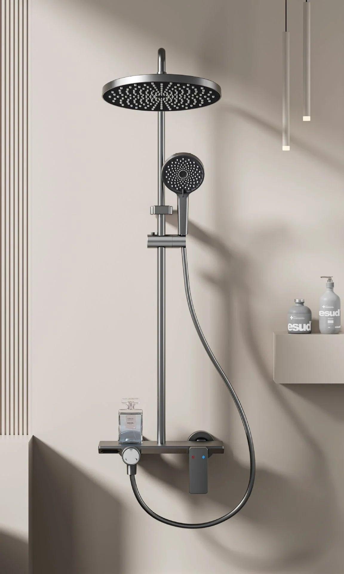 Knob Type Three Ways Water Outlet Sunflower Shower System Wall Mounted Bathroom Shower Faucet Set Rainlfall Bathroom Shower Set