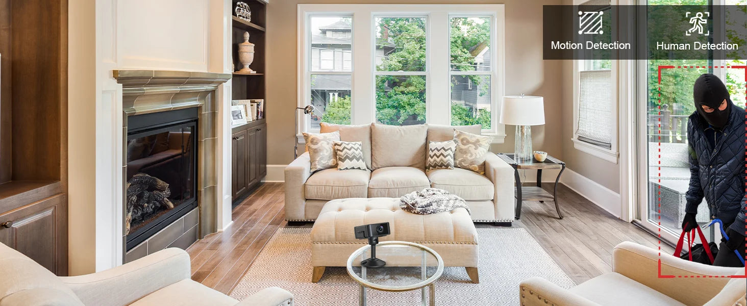 Indoor 4K Security Mini Camera Night Vision 4H Battery Life Motion Detection Alerts SD/Cloud Storage Phone App Control Baby Cam