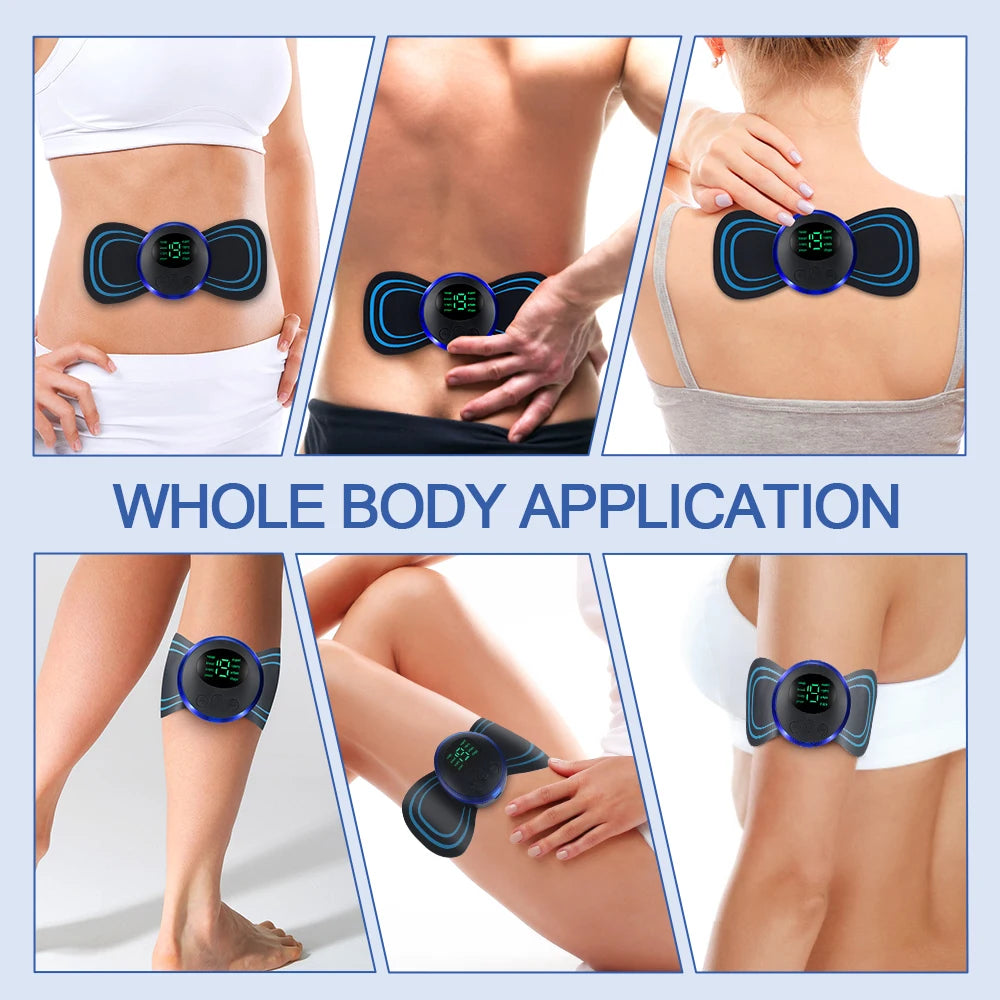 8 Modes Neck Massager Electric Back Shoulder Full Body Leg Massage Pad Remote Control Muscles Relax Fatigue Relief Patches Mini