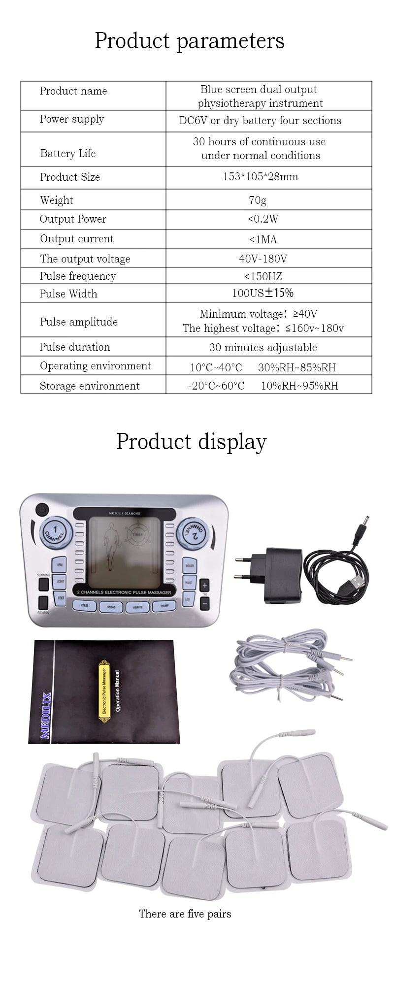 Electric 12 Modes TENS Acupuncture Physiotherapy EMS Muscle Stimulator Pulse Meridian Therapy Machine Body Relaxation Healthcare