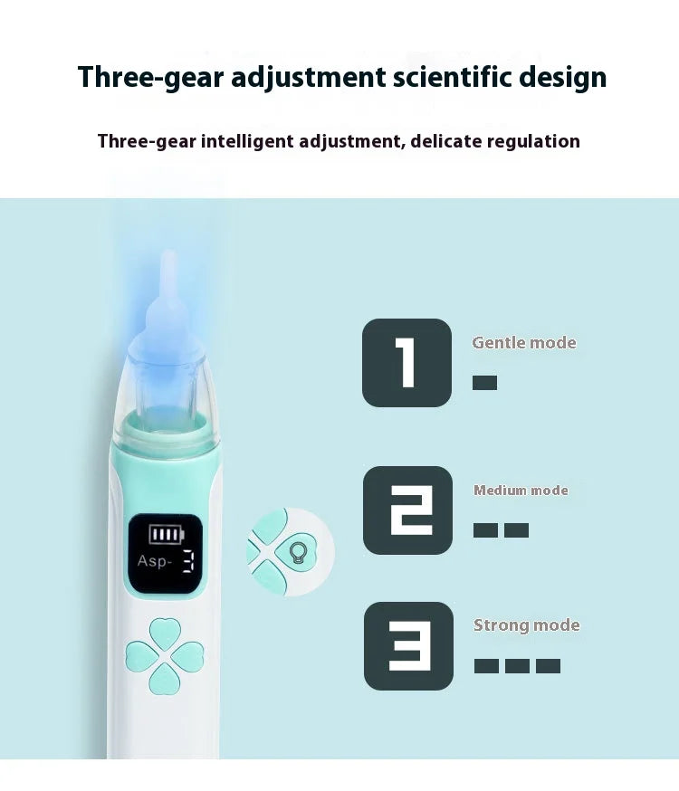 AiQUE Baby Nose Cleaner Silicone Adjustable Suction Electric Child Nasal Aspirator Safety Convenient Low Noise