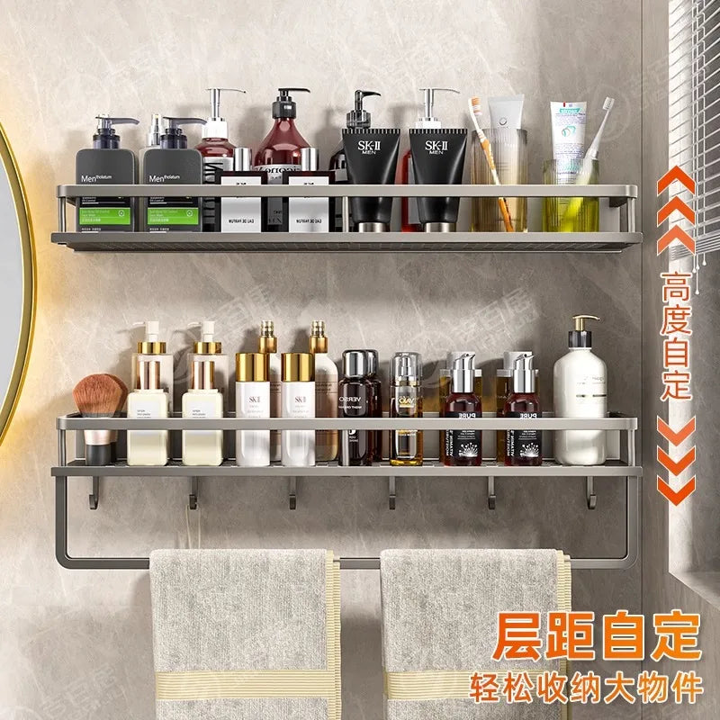Wall-Mounted Storage Rack No-Drill Bathroom Vanity Shelf for Washroom Balcony Toilet - Organizer Shelf for Kitchen Bathroom