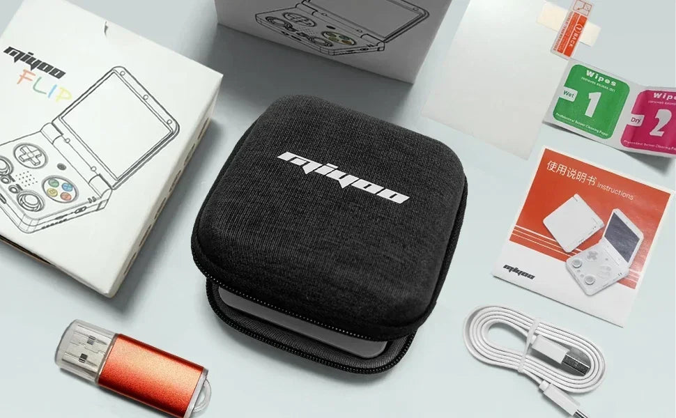 MIYOO FLIP V2 Handheld Game Console 3.5'' IPS Screen Linux OS Onion OS Retro Video Game Consoles Free Storage Bag Player Gifts