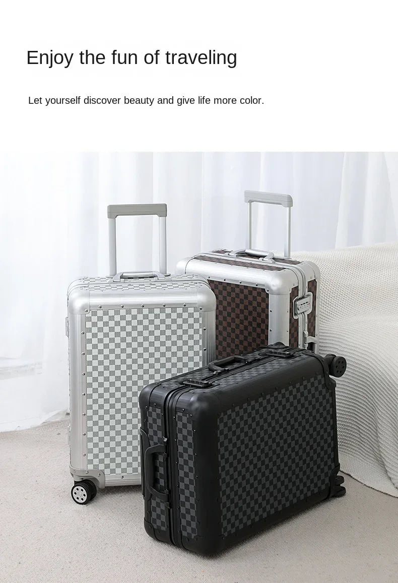 20"24"26 inch Travel Suitcase Trolley Case with wheels All Aluminum Magnesium Alloy Boarding Box Carry on Luggage Boarding Box