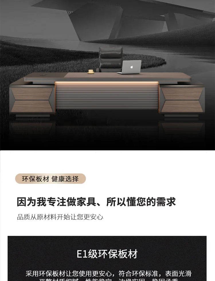 L-shaped luxury chairperson's room manager chair combination simple modern president's desk furniture Executive Office Desk home