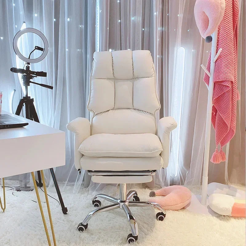 NEW PU Leather Office Chair Pink Gaming Chair Computer Swivel Gamer Live Ergonomic Chair Home Bedroom Sofa Armchairs Furniture