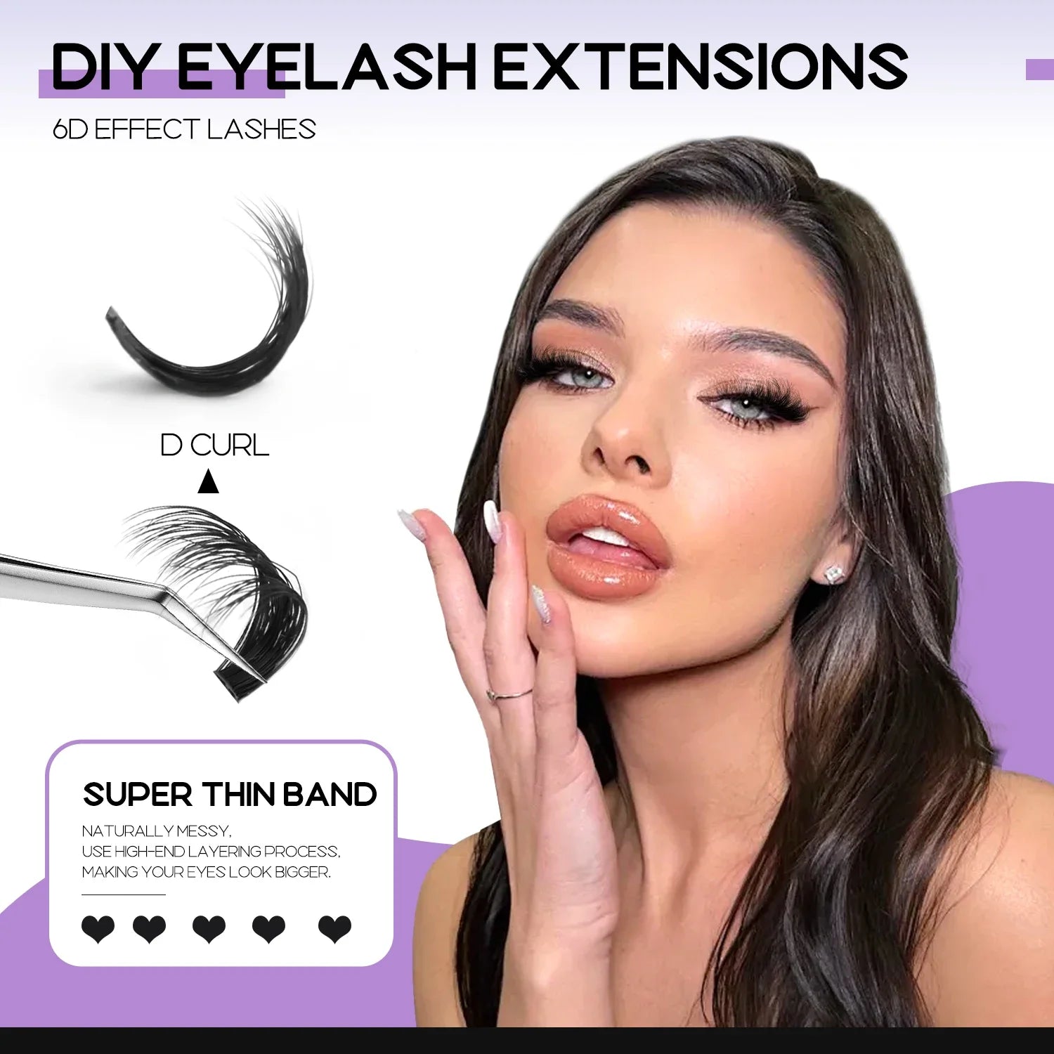 GROINNEYA DIY Eyelashes Lashes Clusters Kit Mix Wispy Individual Lashes Extensions Clusters Lashes Lash Bond & Seal Makeup