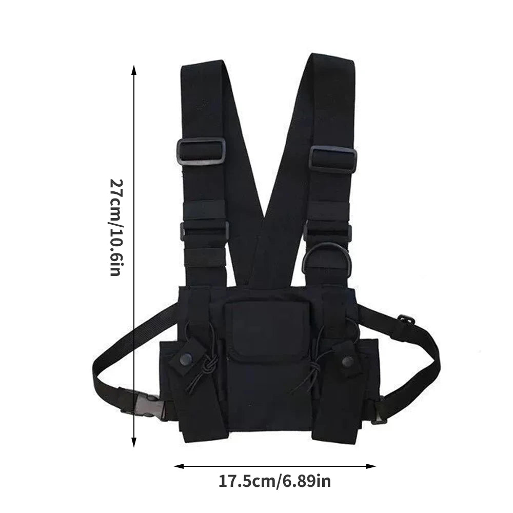 Functional Tactical Chest Bag For Woman Fashion Bullet Hip Hop Vest Streetwear Bags Casual Waist Pack Unisex Black Chest Rig Bag