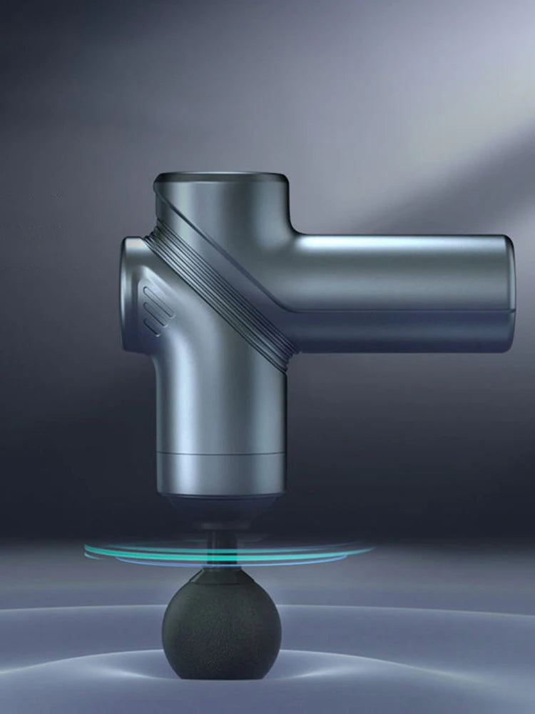 Deep Tissue Mini Massage Gun Muscle Percussion Massager for Athletes 4 Massages Head and 6 Speeds Grey