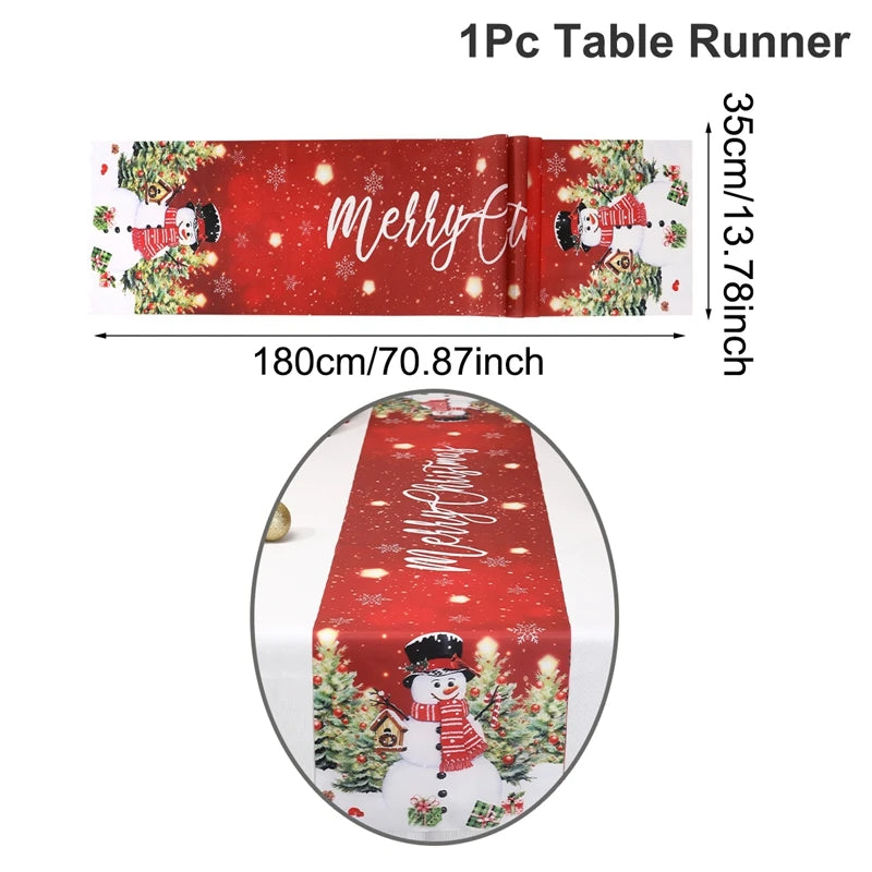 Christmas Table Runner Christmas Party Decoration 2025 Xmas Santa Claus Snowman Table Runner Navidad Natal New Year Gift 2026