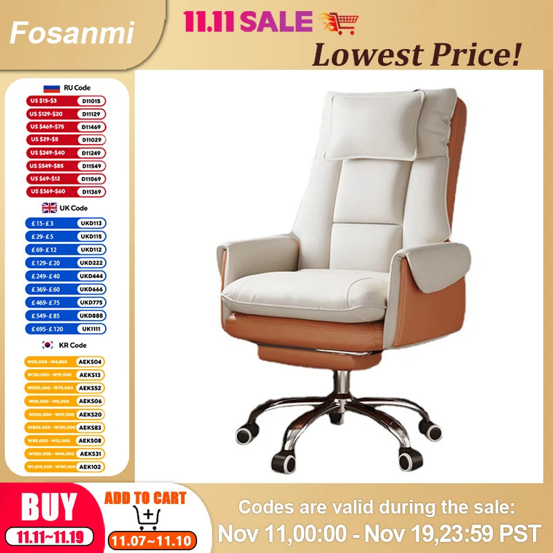 Adjustable Height Home Computer Office Chair with Soft Headrest Reclining Leather Gaming Armchair Ergonomic Swivel Desk Chairs