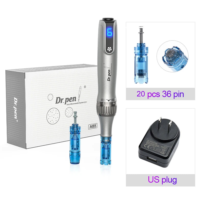 Authentic Dr pen Ultima M8S With 22 pcs Needle Pin Anti Back Flow Microneedling Pen Skincare Wireless  Derma Pen Beauty Machine