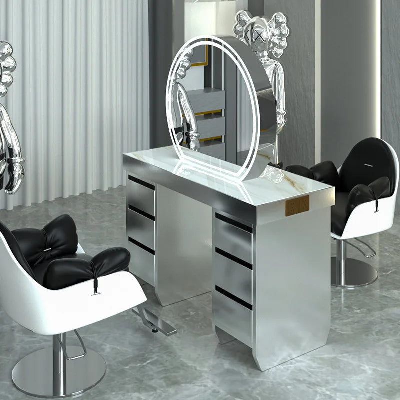 Barber shop hair salon special single and double-sided floor mirror table barber shop special hair mirror