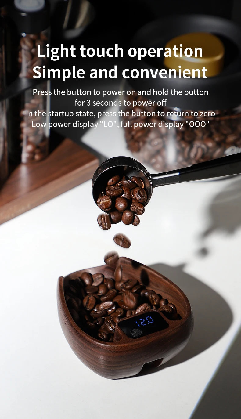 Bincoo Coffee Electronic Scale Professional Coffee Scale Portable Bean Plate 0.1g Accurate Weight Rechargeable