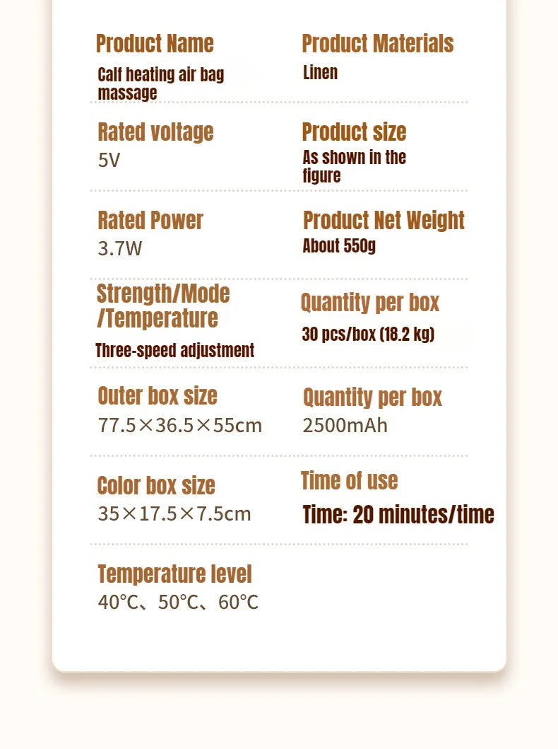 Wireless Knee and Calf Massager Heated Air Pressure 360° Wrap Portable Physiotherapy Device for Cold Legs Joints