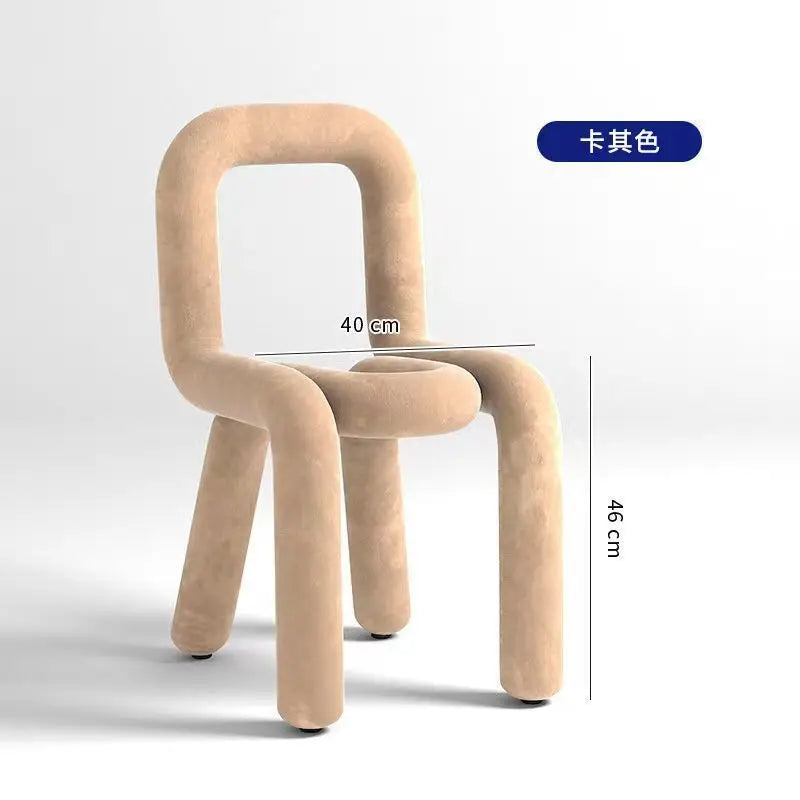 Nordic Style Creative Curved Chair, Plush Upholstered Kids/Accent Living Room Furniture