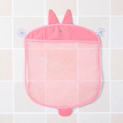 Cartoon Cute Multiple Storage Network Quick Drying Baby Bath Toy Storage Bag Bathroom Bath Bag with Suction Cup Hanging Bag