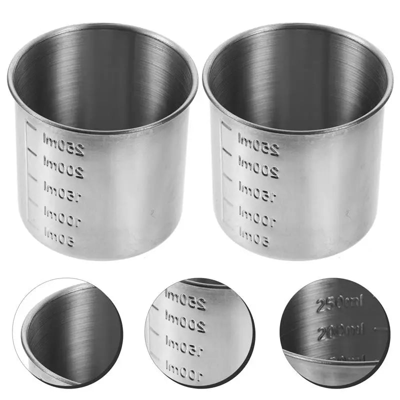 2pcs Stainless Steel Graduation Measuring Cup Rice (304 7cm Without Handle 50g)Cups Multi-size Liquid