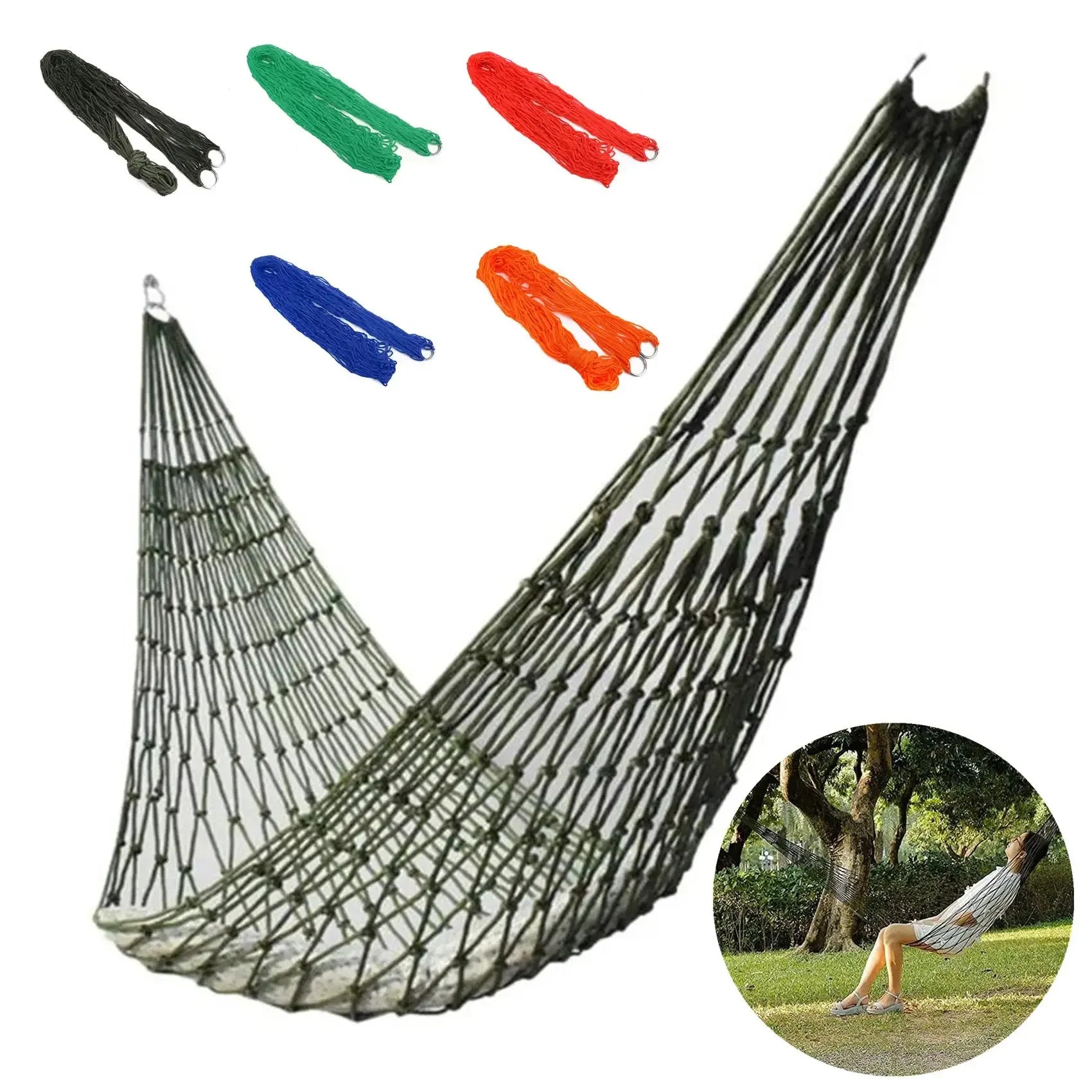1/3/5PCS Portable Garden Outdoor Thickened Nylon Rope Hammock Indoor Mesh Hammock Portable Simple Hammock Swing Chair Camping