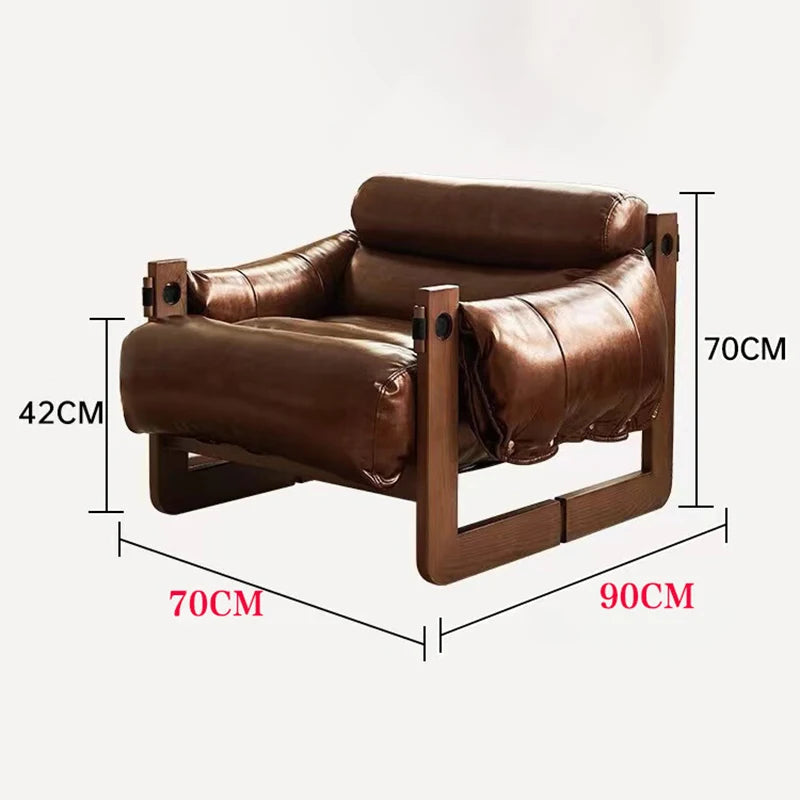 Leather Sofa Chair Luxury Living Room Armchair Single Person Lazy Lounge Chairs Modern Household Leisure Relaxation Chairs