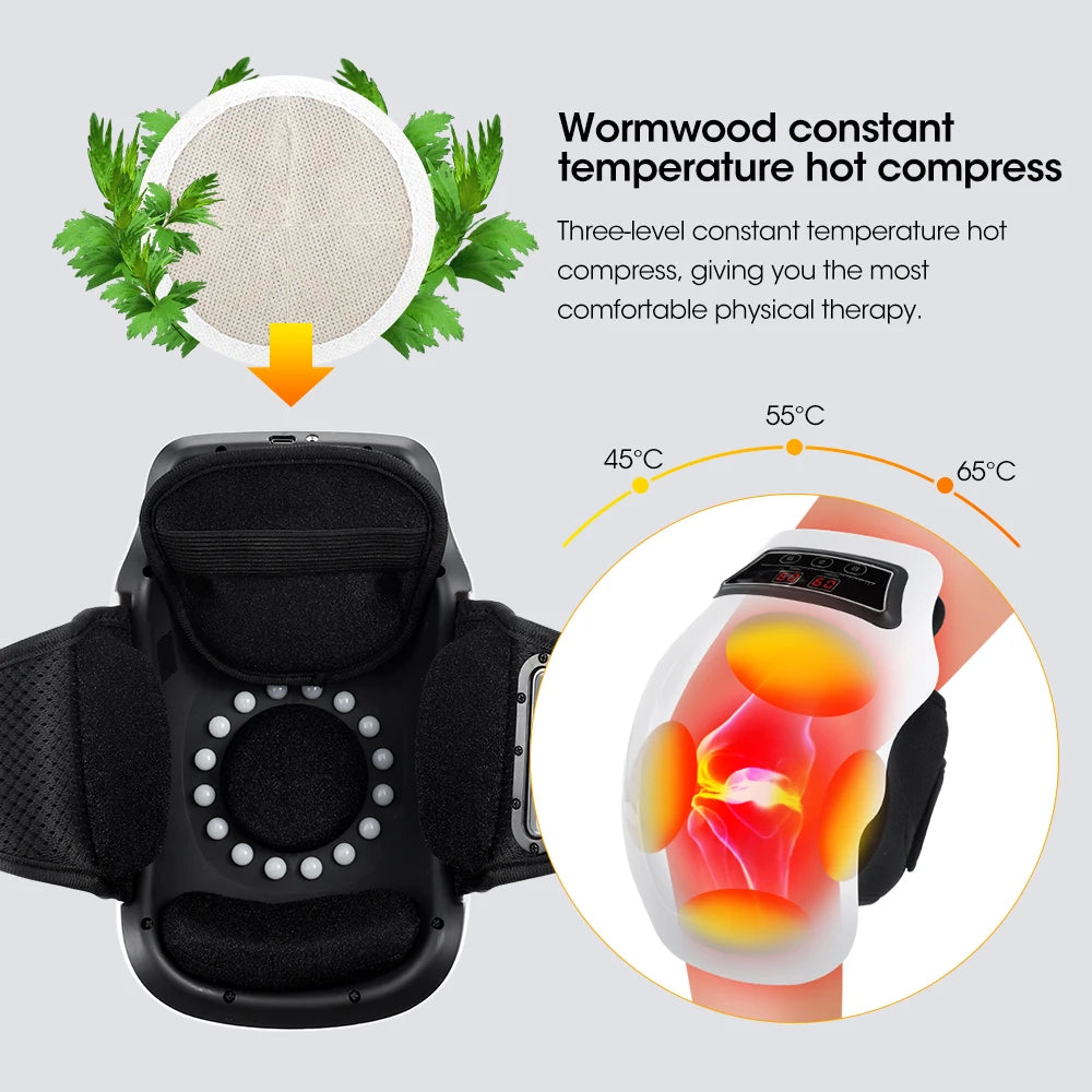 Heated Vibration Knee Massager for Joint Electric Knee Brace Red Light Knee Care Home Office Airbag Relaxing Treatment Knee Pad