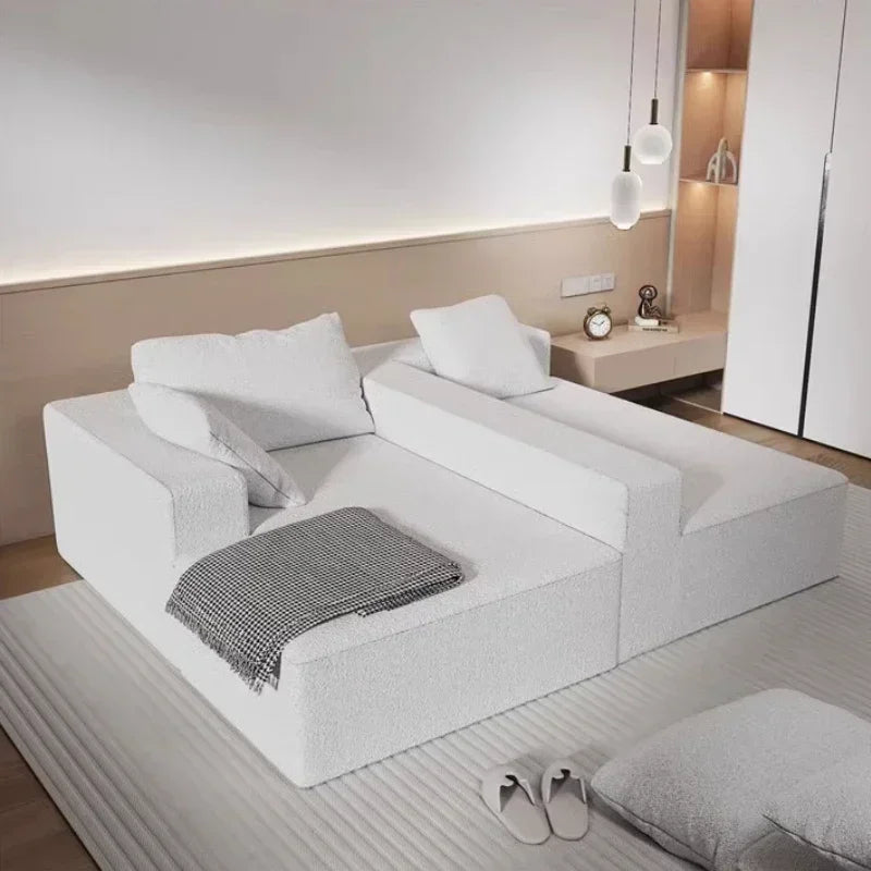 Vacuum Compression Sofa, Nordic Splicing Combination Sofa Bed, Beige/beige Cashmere and Rabbit Fur Are Optional, Customizable