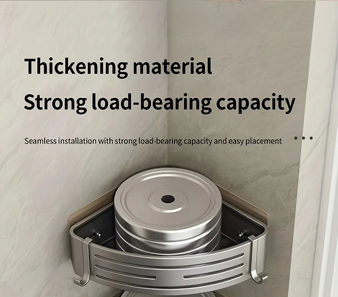 Space Corner Shower Shelf No-Drill Wall-Mounted Bathroom Organizer Triangular Design for Shampoo Conditioner and Soap Storag