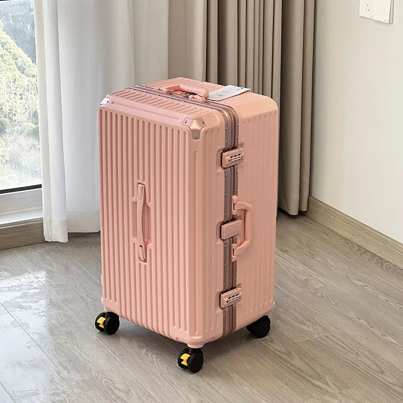 Large Capacity Travel Luggage Aluminum frame Suitcase Trolley Case 24/28/30 inch Travel Suitcase with Cup Holder Boarding Case