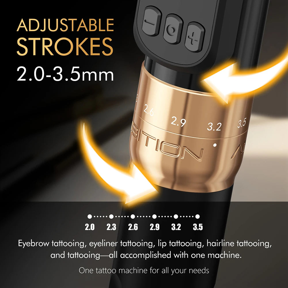 Ambition Sally 270 Wireless Tattoo Machine adjustable Rotary Pen Stroke 2.0-3.5mm Permanent Makeup Coreless Motor Tattoo Suppy