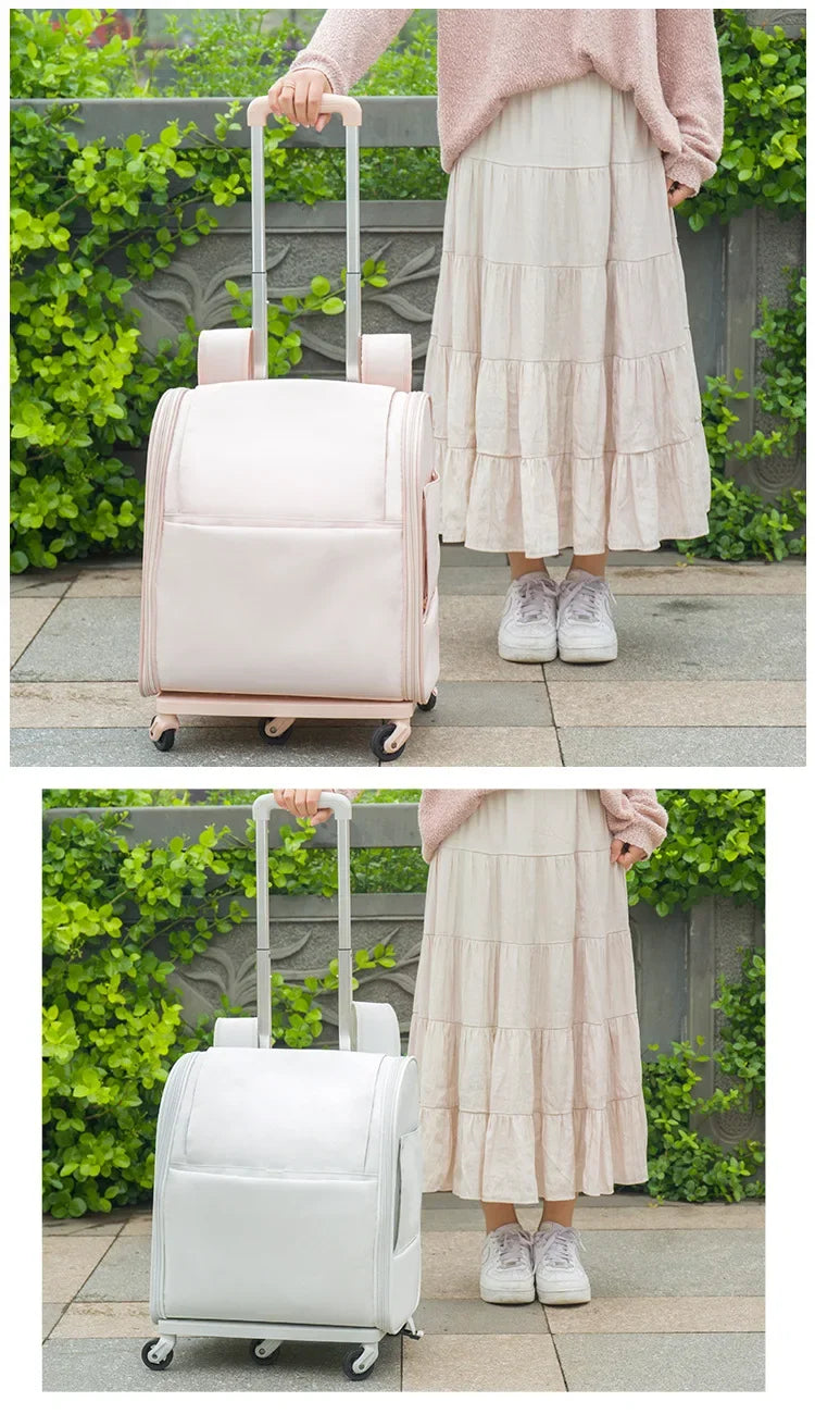 New Pet Trolley Bag Waterproof Oxford Cloth Cat Backpack Portable Foldable Lightweight Pet Trolley Case Dog Stroller Carrier