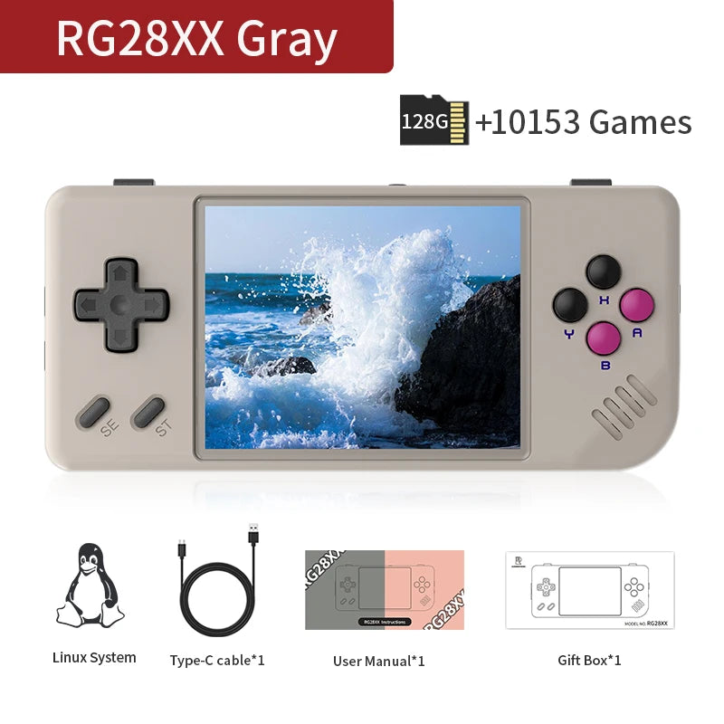 ANBERNIC RG28XX Handheld Game Console 2.83" IPS Screen Linux Retro Video Gaming Console 3100mAh Battery 5000 Games Support H-DMI