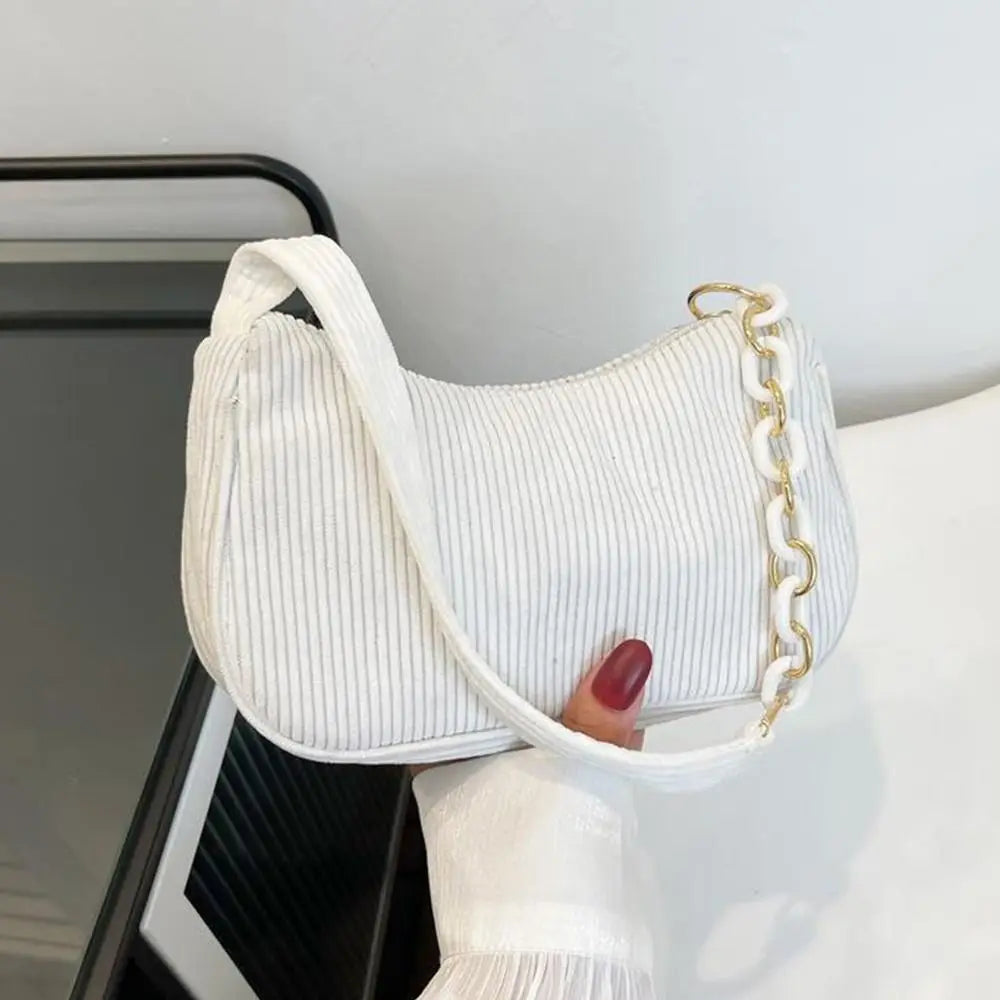 Fashion Vintage Handbags Women Autumn Winter Corduroy Underarm Bag  Zipper Shoulder Small Bags Female Soft Casual Clutch Handbag